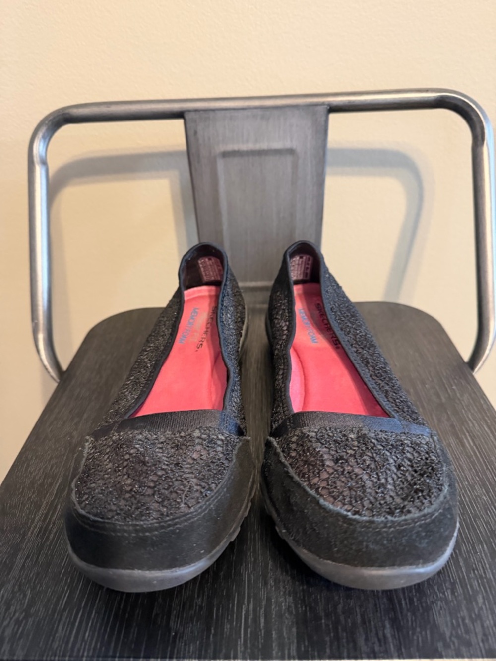 Skechers Black Lace Comfort Ballet Flats 7.5 - Picture 2 of 12